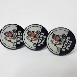 Lot of 3 BIKERS RULE Motocycle Chopper Cabinet‎ Drawer Pull Knob Man Cave